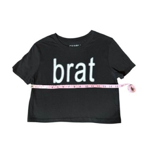 Charli XCX “Brat” Official Crop Top T-Shirt | Black | Size Small - Picture 6 of 9